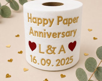 Personalised 1st Anniversary Embroidered Toilet Roll: Funny Gag Gift