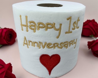 1st Anniversary Paper Gift: Funny Embroidered Toilet Roll Gag gift