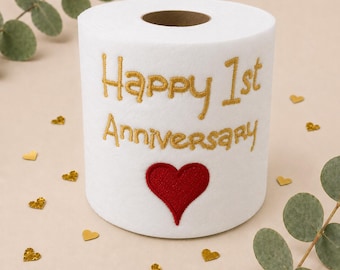 1st Anniversary Paper Gift: Funny Embroidered Toilet Roll Gag gift