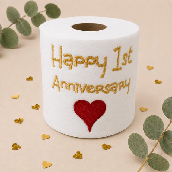 1st Anniversary Paper Gift: Funny Embroidered Toilet Roll Gag gift