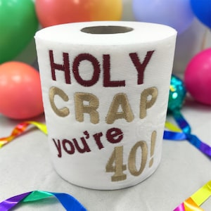 Rollo de papel higiénico bordado novedoso para 40 cumpleaños, regalo divertido, broma, recuerdo, feliz 40 cumpleaños, hito