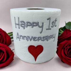 1st Anniversary Paper Gift: Funny Embroidered Toilet Roll Gag gift image 9