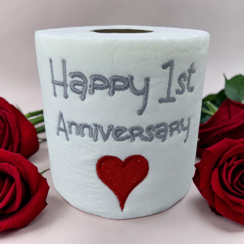 1st Anniversary Paper Gift: Funny Embroidered Toilet Roll Gag gift image 9