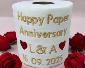 Personalised 1st Anniversary Embroidered Toilet Roll: Funny Gag Gift