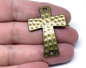 5pcs Antique Large Hammered Cross Charm Pendants for Bracelet 29x50mm