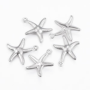 20 Pcs. Starfish Charms, Sea Stars Charms, Stainless Steel, Jewelry Supplies, Summer Crafts