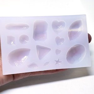 Silicone Molds, Resin Casting Molds, For UV Resin, Epoxy Resin Jewelry Making, Drop, Rectangle, 14 Mixed Shapes, Clear