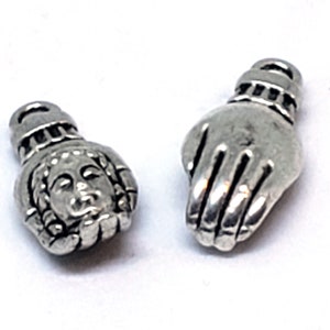 25Pcs Double Sided Palm with Buddha Charm Pendant, Antique Silver, Religious Charm, Yoga Charm, Buddhist