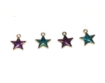 10 Pieces Enamel Star Charms, Celestial Charms, Star, Jewelry Making and Craft Supplies, Charms