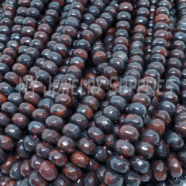 Dark Red Rondelle Faceted Poppy Jasper Stone Beads Natural Loose Jewelry Gemstone Beads Supply for DIY Projects