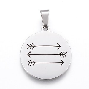 2 Pcs. Round Arrow Pendant, Stainless Steel Pendants, Flat Round with Arrow, Jewelry Making, Crafts