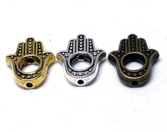 50Pcs Tibetan Style Beads Frame Hamsa Hand, Hand of Fatima, Hand of Miriam, Gold, Bronze or Antique Silver