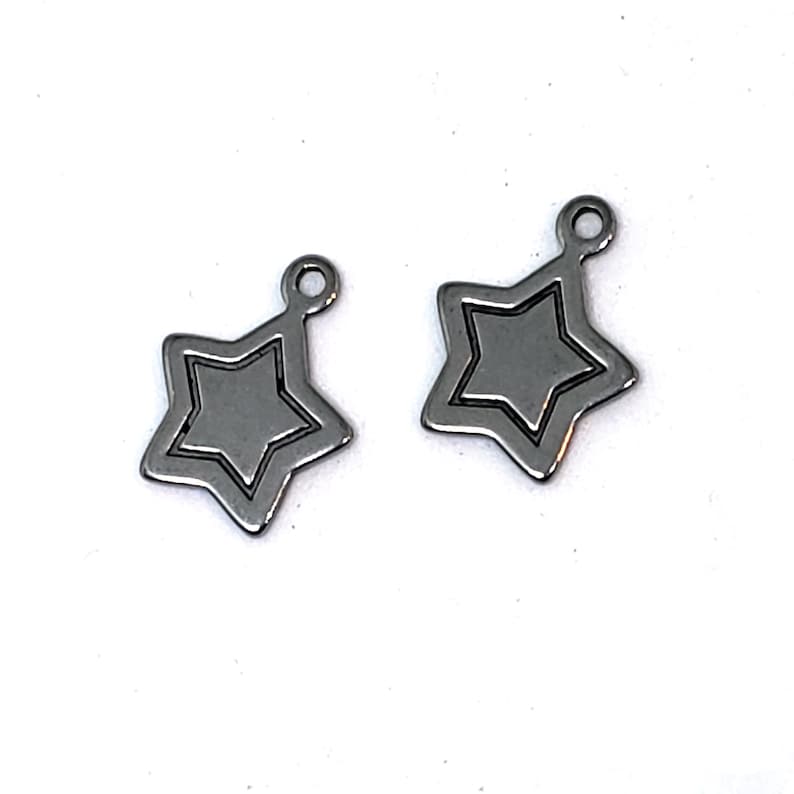 10PCs Stainless Steel Silver Colorful Star-Shaped Charms Jewelry Findings 9*7mm
