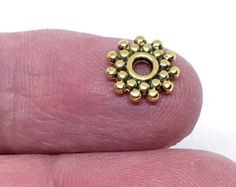 50Pcs. Tibetan Style Flower Spacer Beads, Antique Golden, Metal Beads, Flower Spacers, Findings