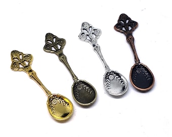 5Pcs Spoon Charms Pendants Tibetan Style Big Pendants Charms Lead Free Antique Golden Color and Antique Silver Color