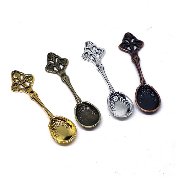 5Pcs Spoon Charms Pendants Tibetan Style Big Pendants Charms Lead Free Antique Golden Color and Antique Silver Color