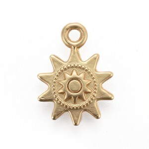 10 Pcs Sun Charm Real Gold Plated, Celestial Charms, Small Sun Charms, Jewelry Making Charms and Pendants
