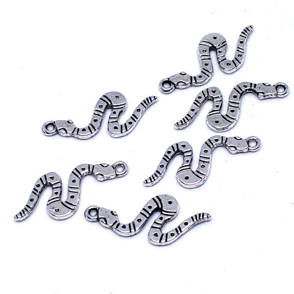 10Pcs. Snake Tibetan Style Alloy Pendants, Antique Silver