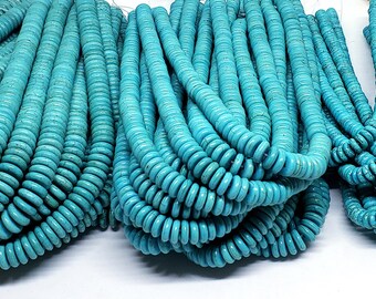 Turquoise Beads Turquoise Gemstone Turquoise Flat Round Bead Strands 8mm to 12mm Stone Beads Stone Round Beads Blue Stone Beads