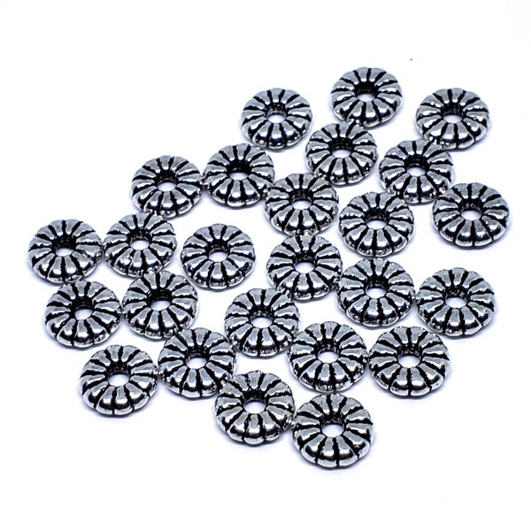 25 Pcs Small Donuts Antique Silver Metal Beads Spacer. Bracelet Beads, Finding, Metal Beads, DIY Projects, Jewelry Making, Washer Spacer