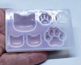 Moldes de silicona, moldes de fundición de resina, para resina UV, fabricación de joyas con resina epoxi, diseño de pata de gato y oso, transparentes