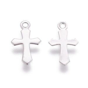 25Pcs Stainless Steel Cross Pendants, Religious Cross Charm, Jewelry Making, Bracelet Charms