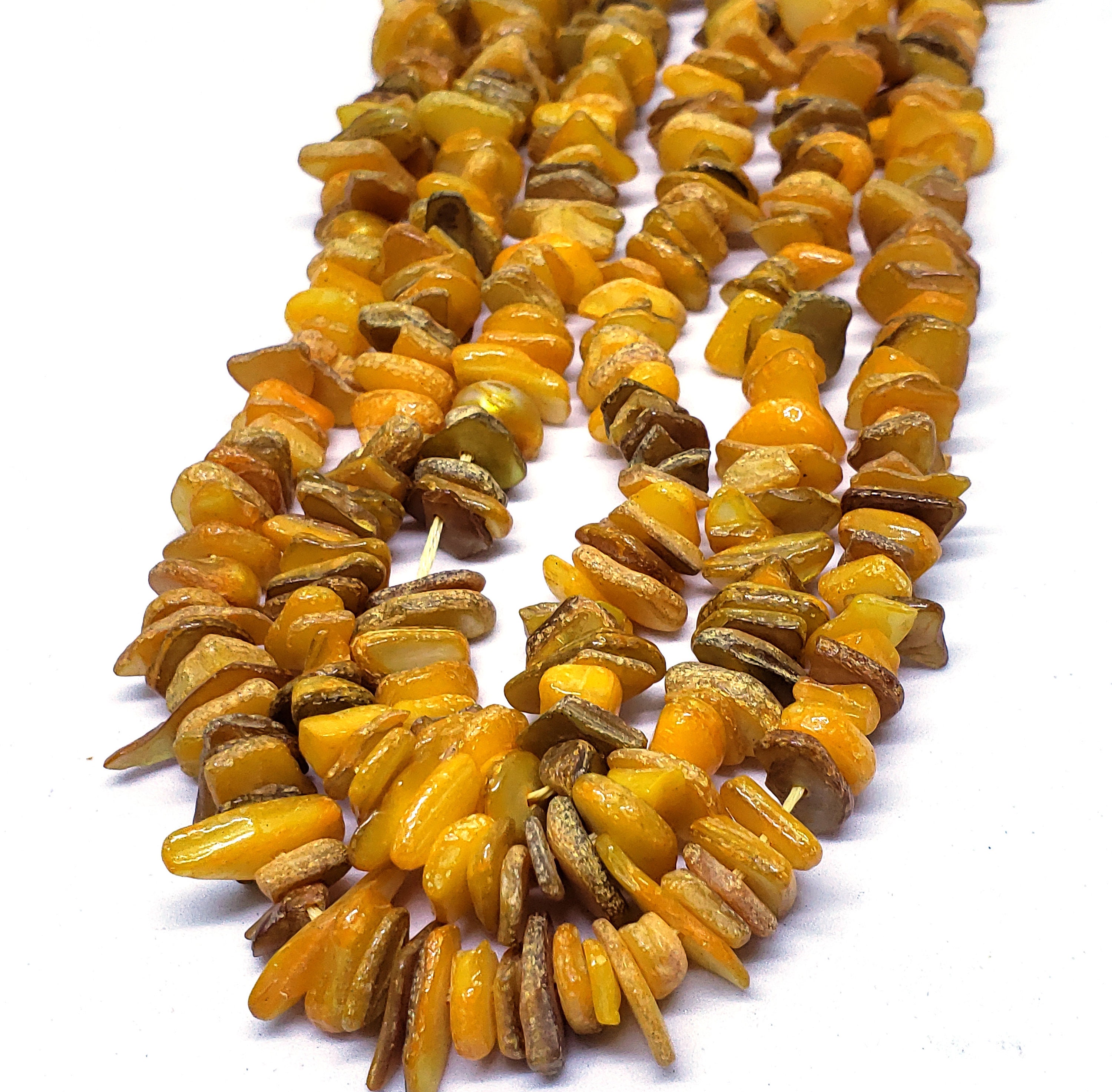 Shell Beads Strands, Shell Shards, Chips, Dyed, Orange, Jewelry Making ...