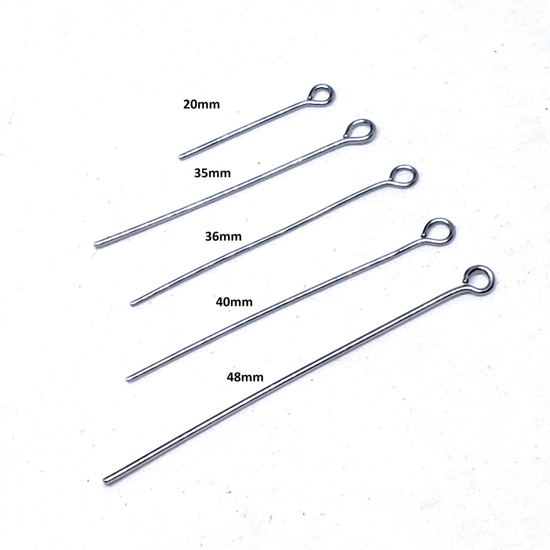 25 Pcs Stainless Steel Eye Pins, 20MM, 35MM, 36MM, 40MM and 48MM Eye