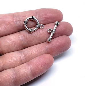 20 Sets Tibetan Silver Toggle Clasps Round, Antique Silver Jewelry Making Findings Clasps & Clips