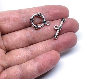 20 Sets Tibetan Silver Toggle Clasps Round, Antique Silver Jewelry Making Findings Clasps & Clips