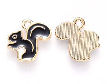 10Pcs Enamel Squirrel Charms, Small charms Pendants, Bracelet Charms, Jewelry Making, Crafts