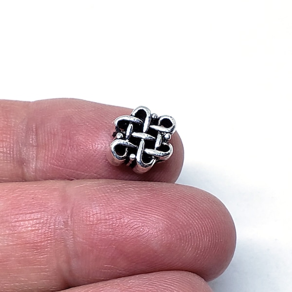 10Pcs. Endless Knot Beads, Celtic Beads, Two Sided Knot Beads, Jewelry Findings, Jewelry Supplies Charms Beads