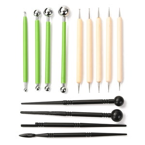 13 Pieces Set Clay Tools, Wooden Sculpture Clay Tool, Home and Hobby, DIY Handmade, Clay Crafts, with Stainless Steel Heads
