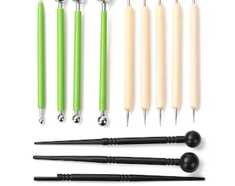 13 Pieces Set Clay Tools, Wooden Sculpture Clay Tool, Home and Hobby, DIY Handmade, Clay Crafts, with Stainless Steel Heads