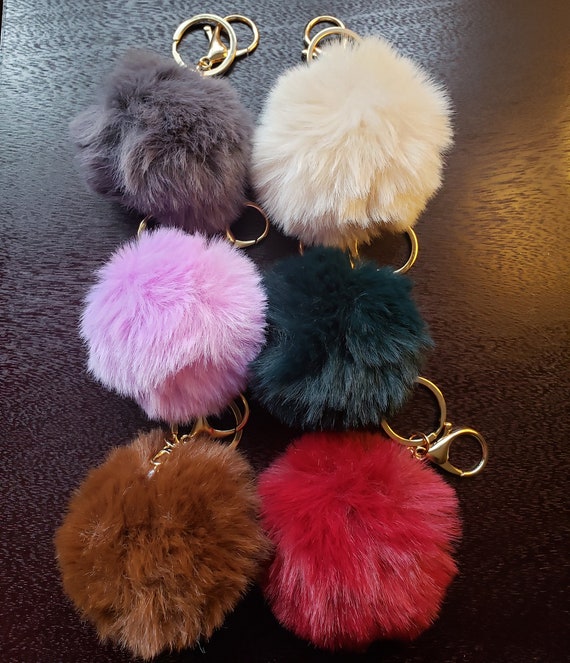 Porte-clés Pompon Gris - Fourrure Douce, Neuf Avec étiquettes, Générique