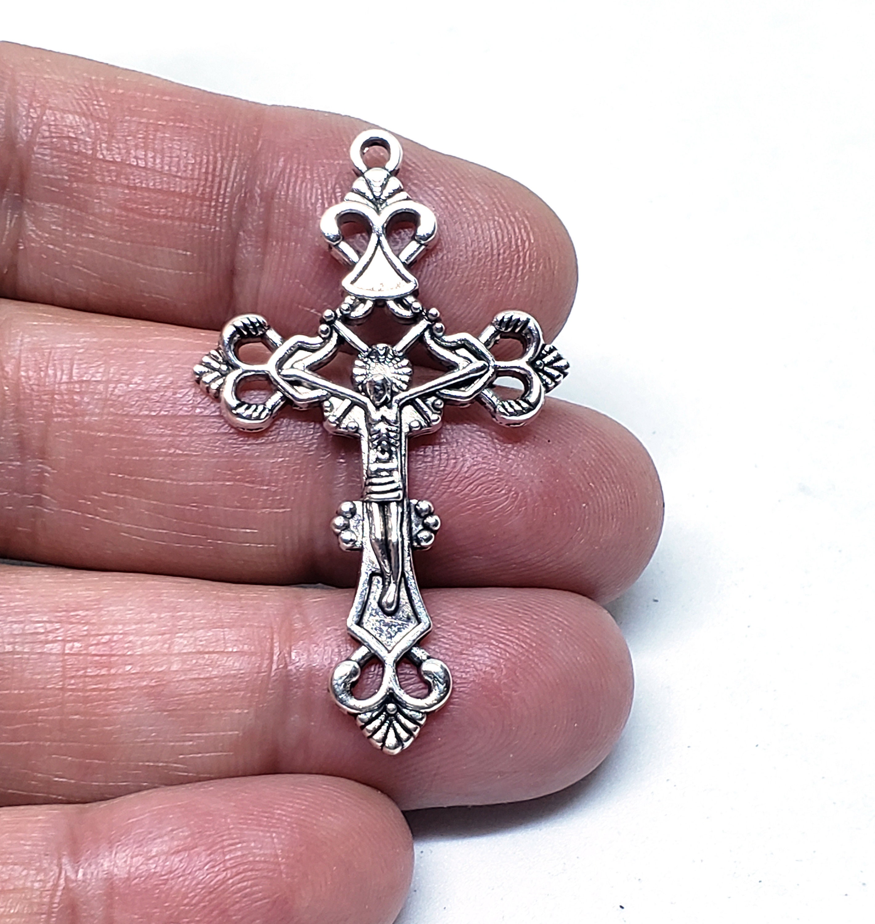 10 Sets Rosary Cross and Center Sets for Rosary Bead Necklace Making, Alloy  Crucifix Cross Pendants and Virgin Links Lead Free