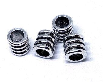 25 pièces Tube rainuré, Perles en alliage de style tibétain, Espaceurs rainurés, Espaceur de tube, Argent vieilli, Apprêts