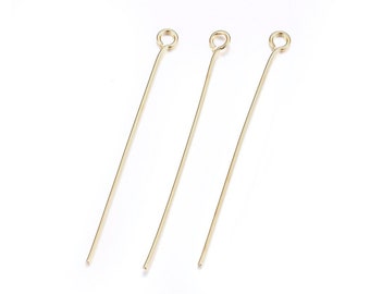 304 Stainless Steel Eye Pins, Gold, Jewelry Making and Craft Supplies Pins, 3 Sizes, Findings Pins