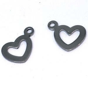 Hollow Heart Charm, Stainless Steel Open Heart Charms 25Pcs