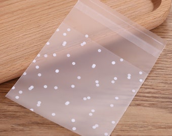 100 Pcs Polka Dot Pattern Printed Plastic Bags Resealable Bags, for Bakery, Candle, Soap, Cookie Bags