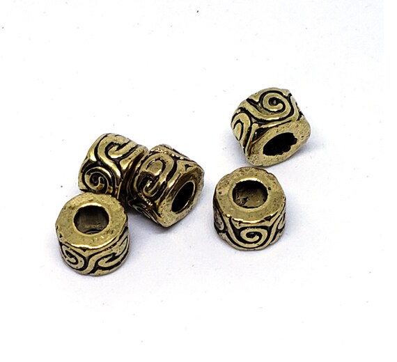 50-Pack Antique Gold Tibetan Column Spacer Beads - 9x7mm Nickel-Free Alloy For Jewelry Making - View #8