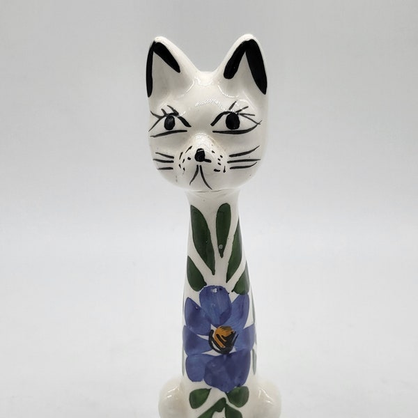 Chat  en céramique vintage déco années 70 figurine bibelot