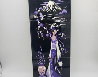 Azulejo decorativo de pared vintage mujer japonesa Vinhyo Vallauris