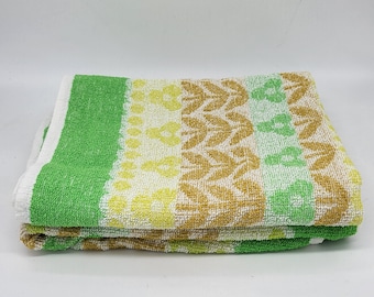 2 serviettes éponges vintages décor fleuri géométrique