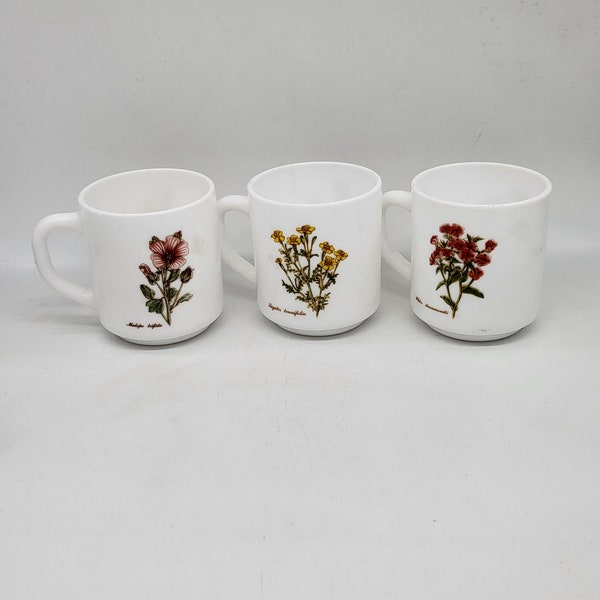 Lot de 3 mugs arcopal décor fleurs