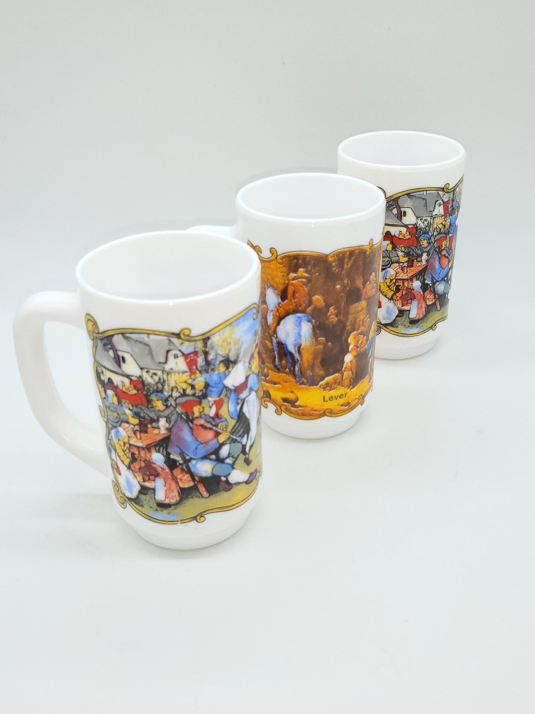 Ancien Mug Lion Jungle Singe ARCOPAL France Vintage Rare