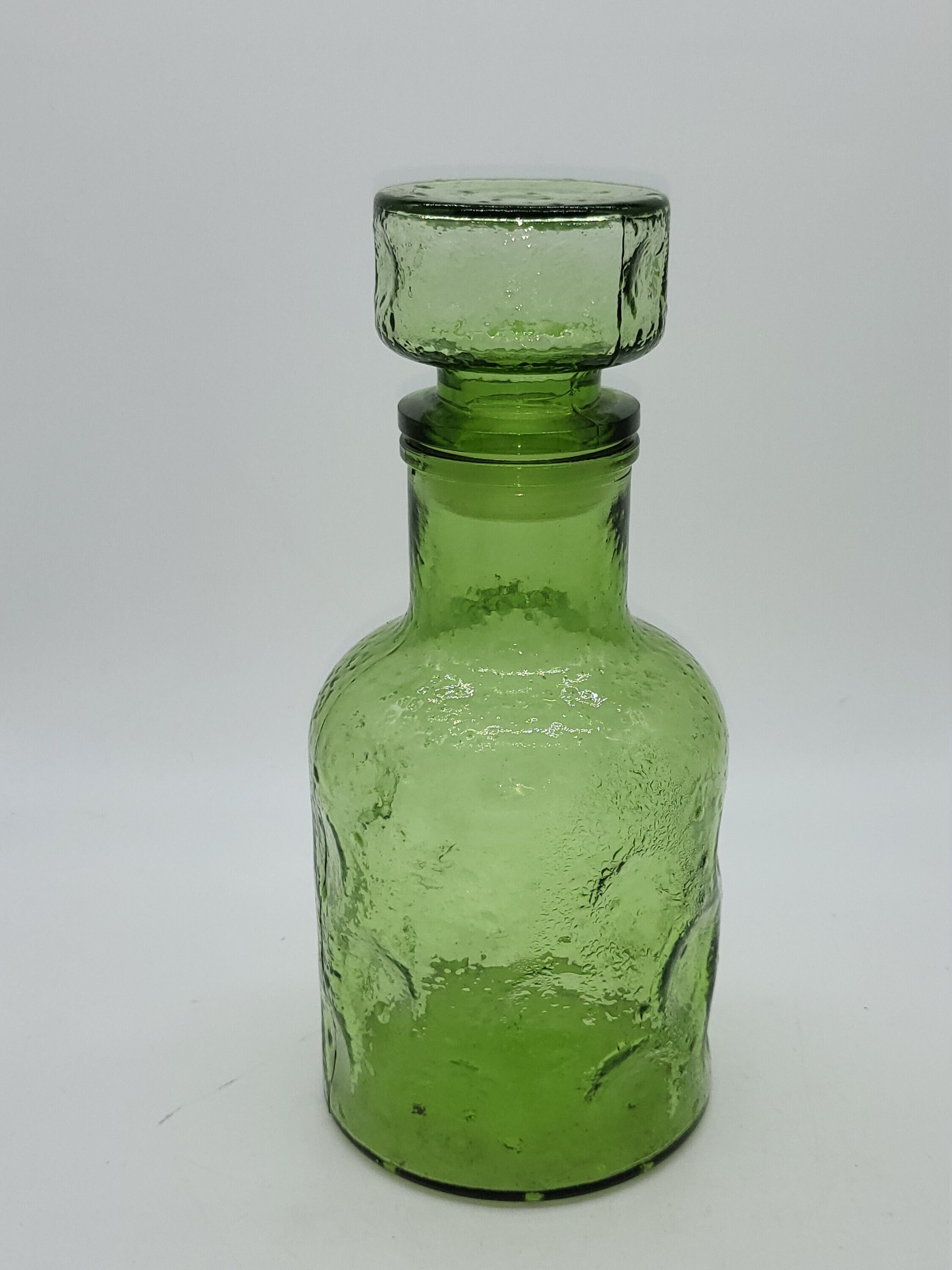 Carafe Vintage en Verre Vert Granité Années 70