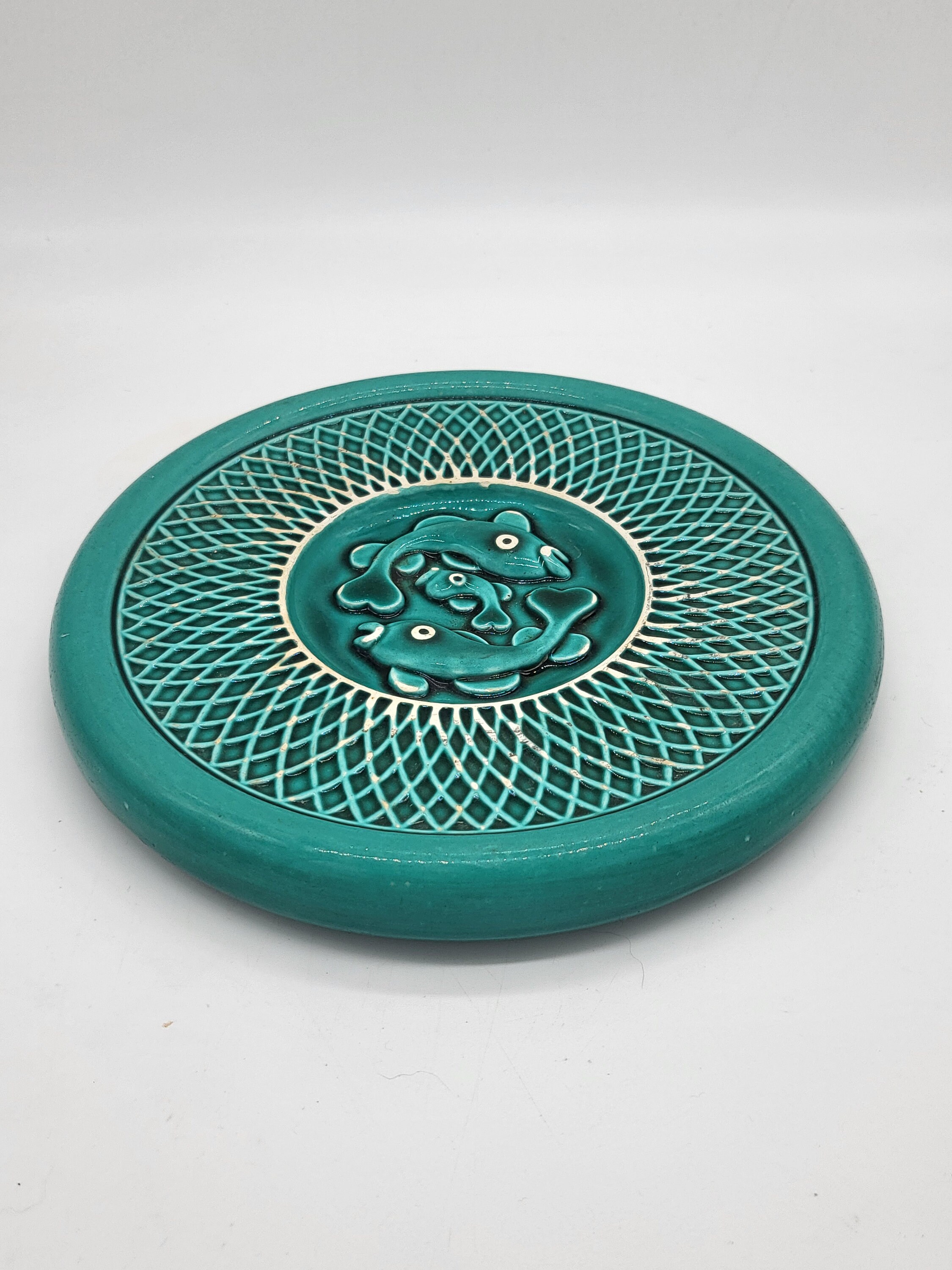 PLAT - CERAMIQUE de valauris - poisson peroquet vert - vintage - 1970's EUR 80,00 - FR