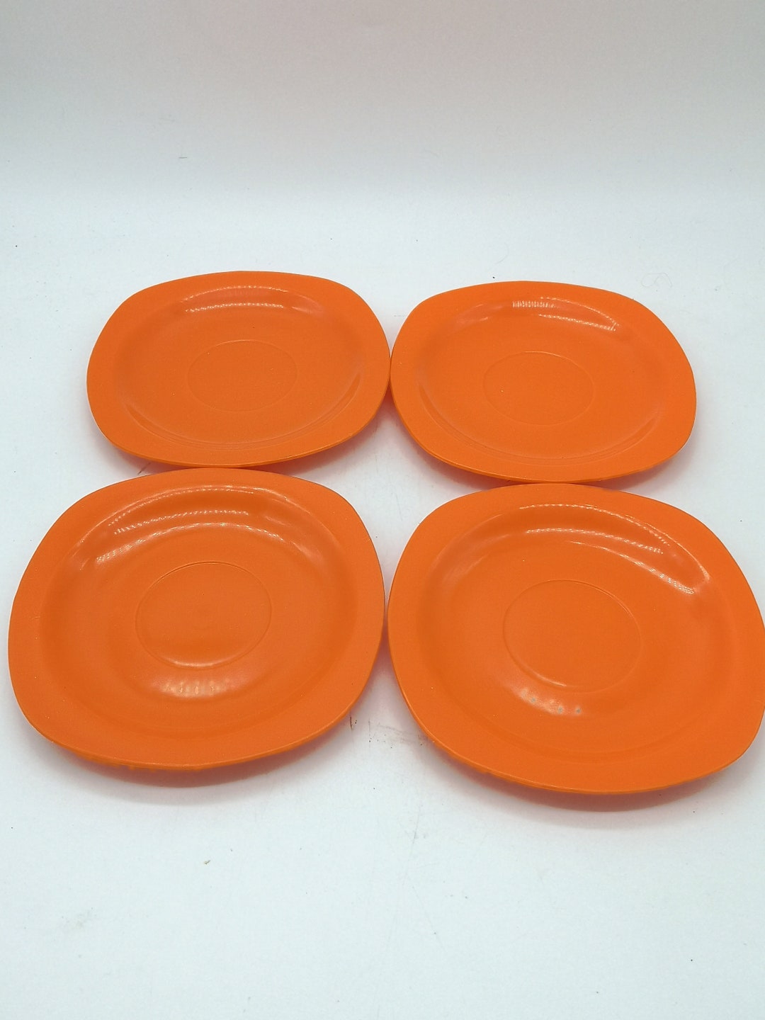 Set of 4 Vintage Orange Plastic Plates Made in Great Britain Liblware Etsy