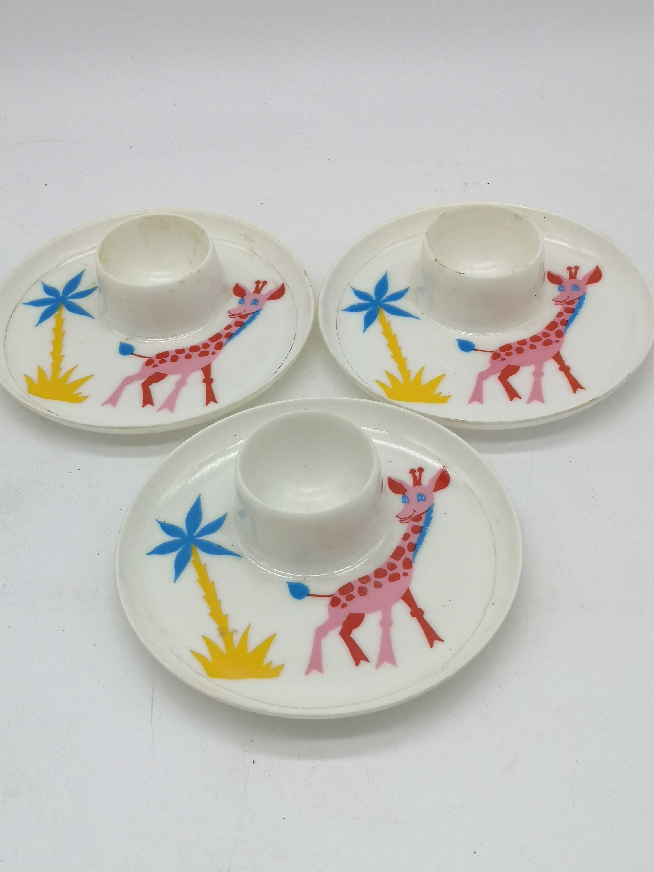 Coquetier Vintage en Mélamine Décor Animaux Enfants Vendu à L'unité